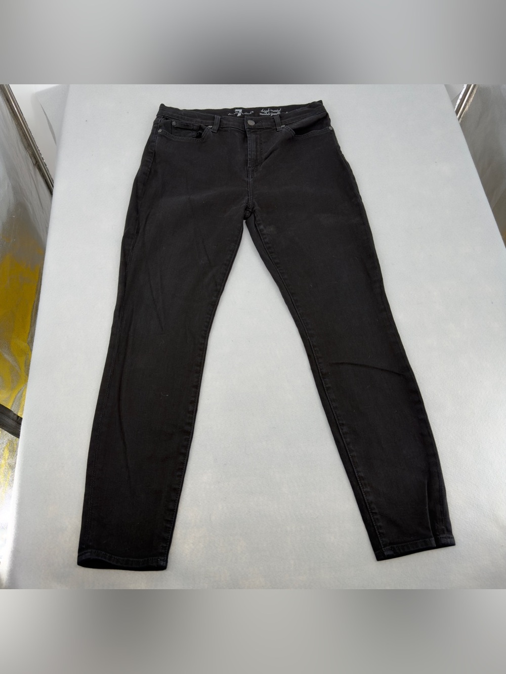 7 For All Mankind High Waist Gwenevere Black Skinny Jeans Sz 30